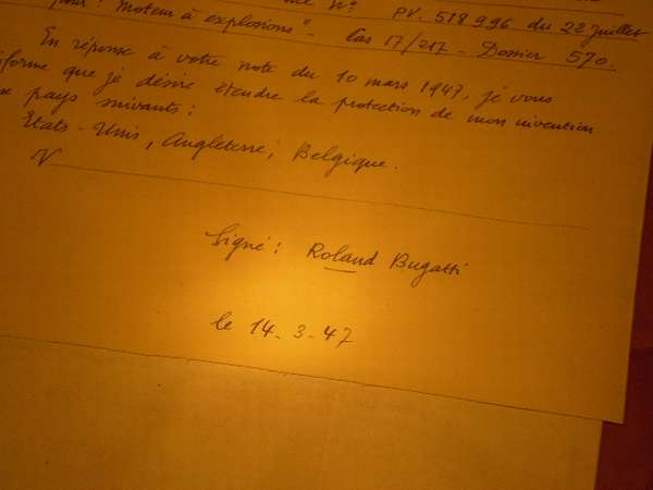 e con allegato questo scritto firmato ROLAND BUGATTI il 14.3.1947